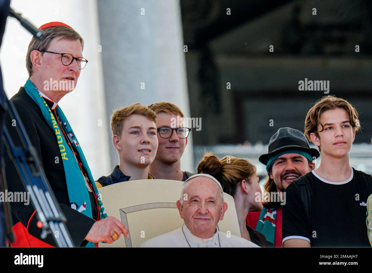 Cardinal Rainer Maria Woelki, left, talks to Pope Francis during his ...