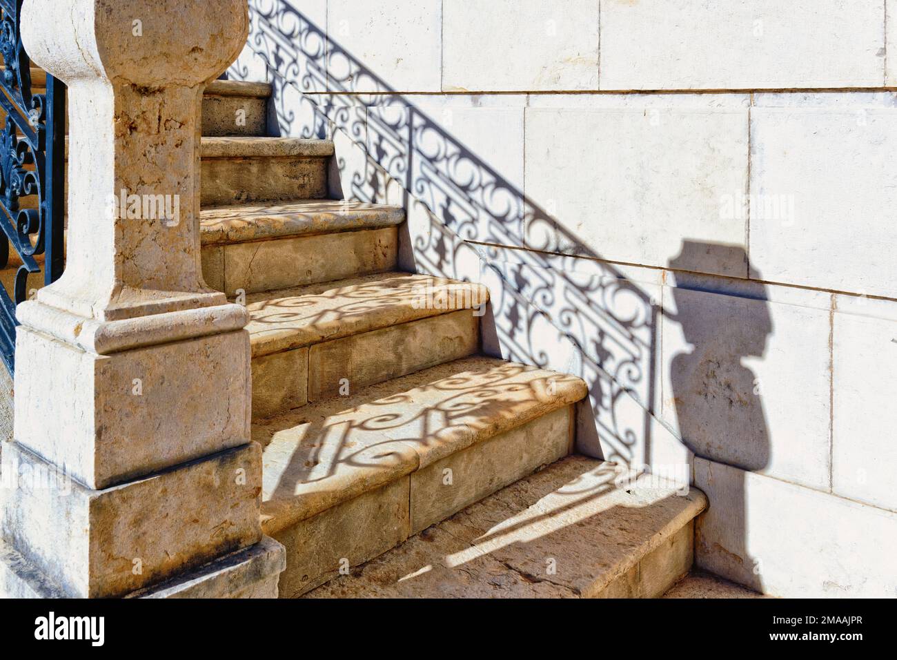 Staircase, Estoi Palace, Estoi, Loule, Faro district, Algarve, Portugal Stock Photo