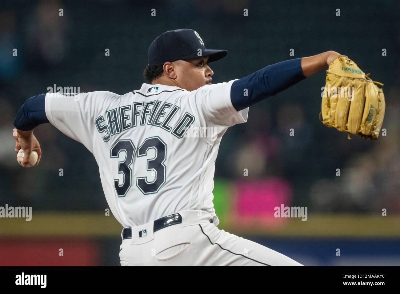 Seattle Mariners starter Justus Sheffield delivers a pitch during the