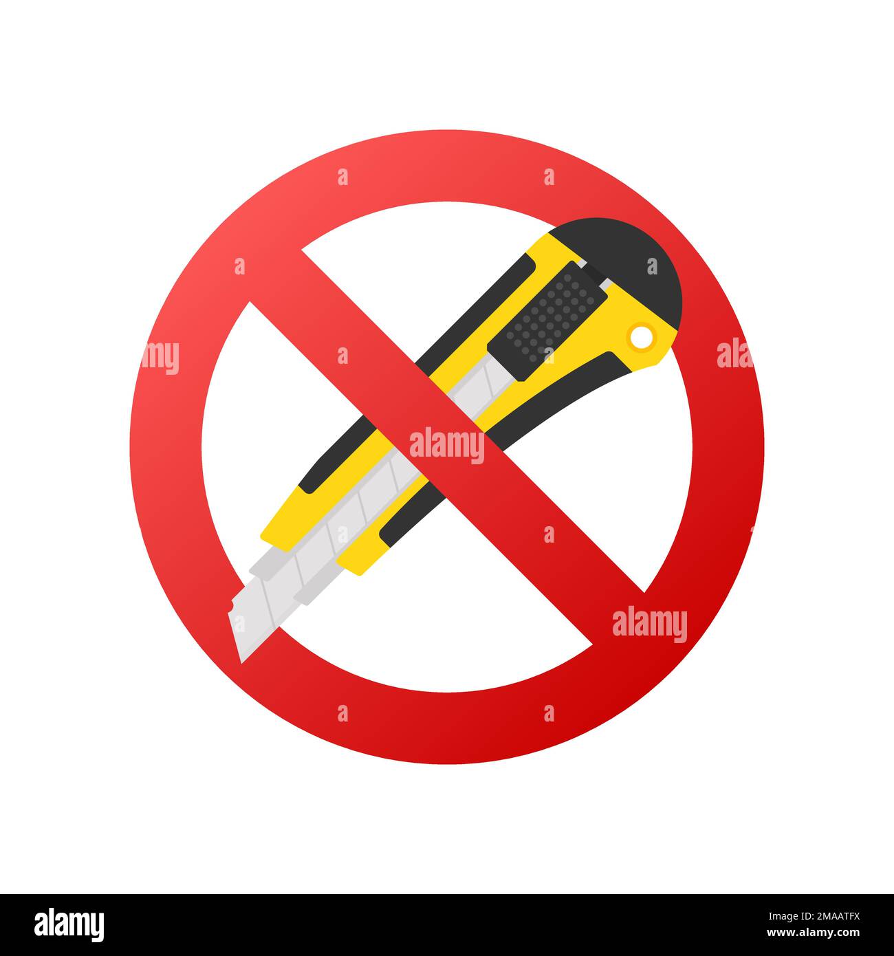 Do not use cutter knife. Warning icon. Vector stock illustration. Stock Vector