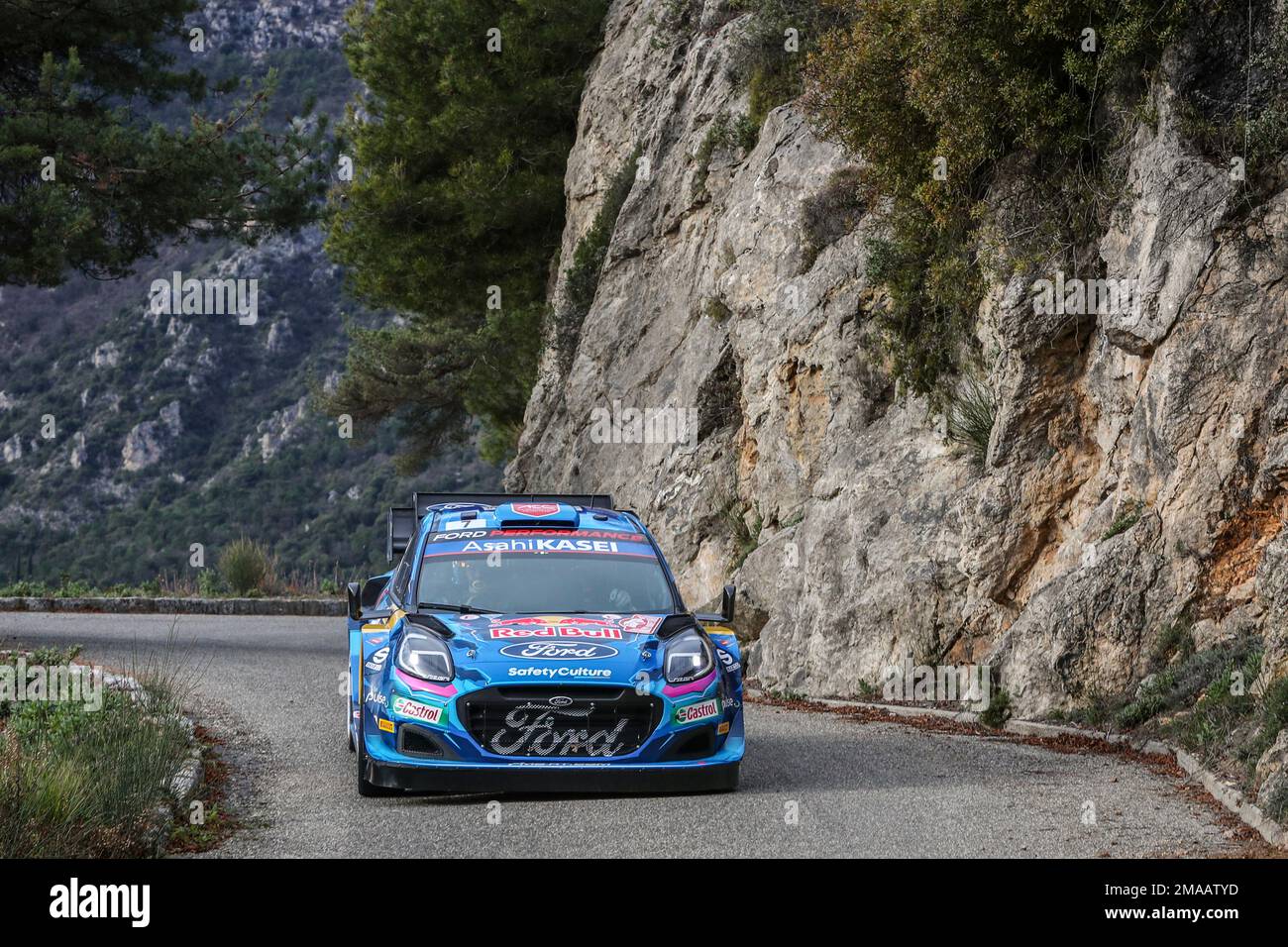 Monte Carlo, Monaco. 19th Jan, 2023. 07 Pierre-Louis LOUBET (FRA), Nicolas GILSOUL (FRA), M-SPORT FORD WORLD RALLY TEAM, FORD Puma Rally1 Hybrid, WRC, action during the Rallye Automobile Monte Carlo 2023, 1st round of the 2023 WRC World Rally Car Championship, from January 19 to 22, 2023 at Monte Carlo, Monaco - Photo Jean-Marie Farina / DPPI Credit: DPPI Media/Alamy Live News Stock Photo