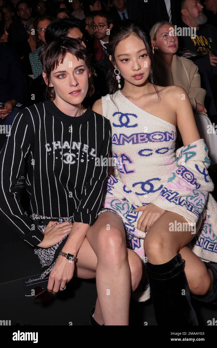 Kristen Stewart, left, and Jennie Kim attend for the Chanel ready-to-wear  Spring/Summer 2023 fashion collection presented Tuesday, Oct. 4, 2022 in  Paris. (Photo by Vianney Le Caer/Invision/AP Stock Photo - Alamy