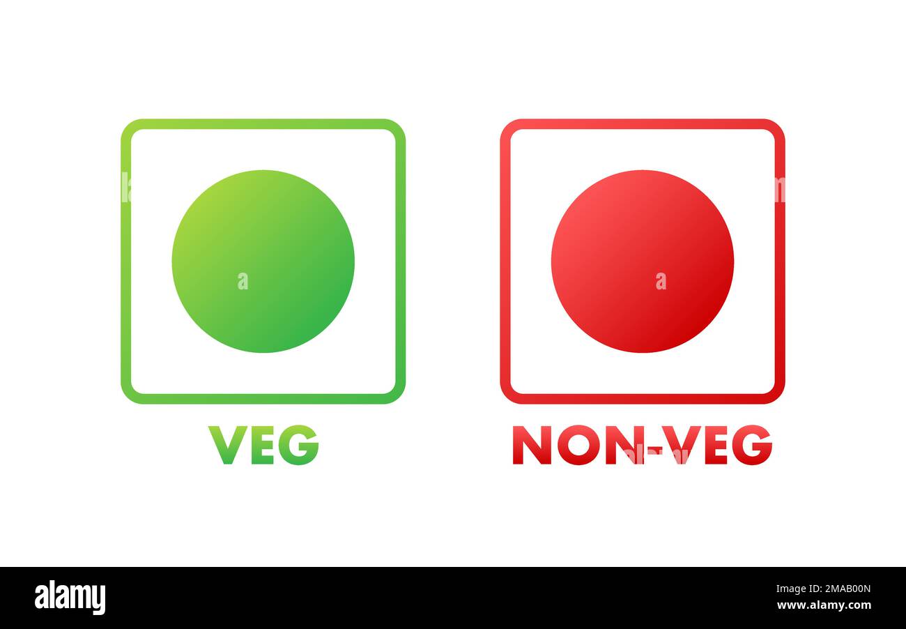 Veg and non-veg minimal sign, label. Veg food icon. Vector stock illustration. Stock Vector