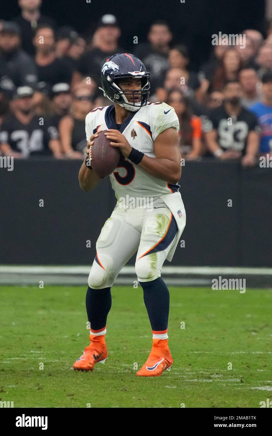 Denver Broncos quarterback Russell Wilson (3) during the first half of ...
