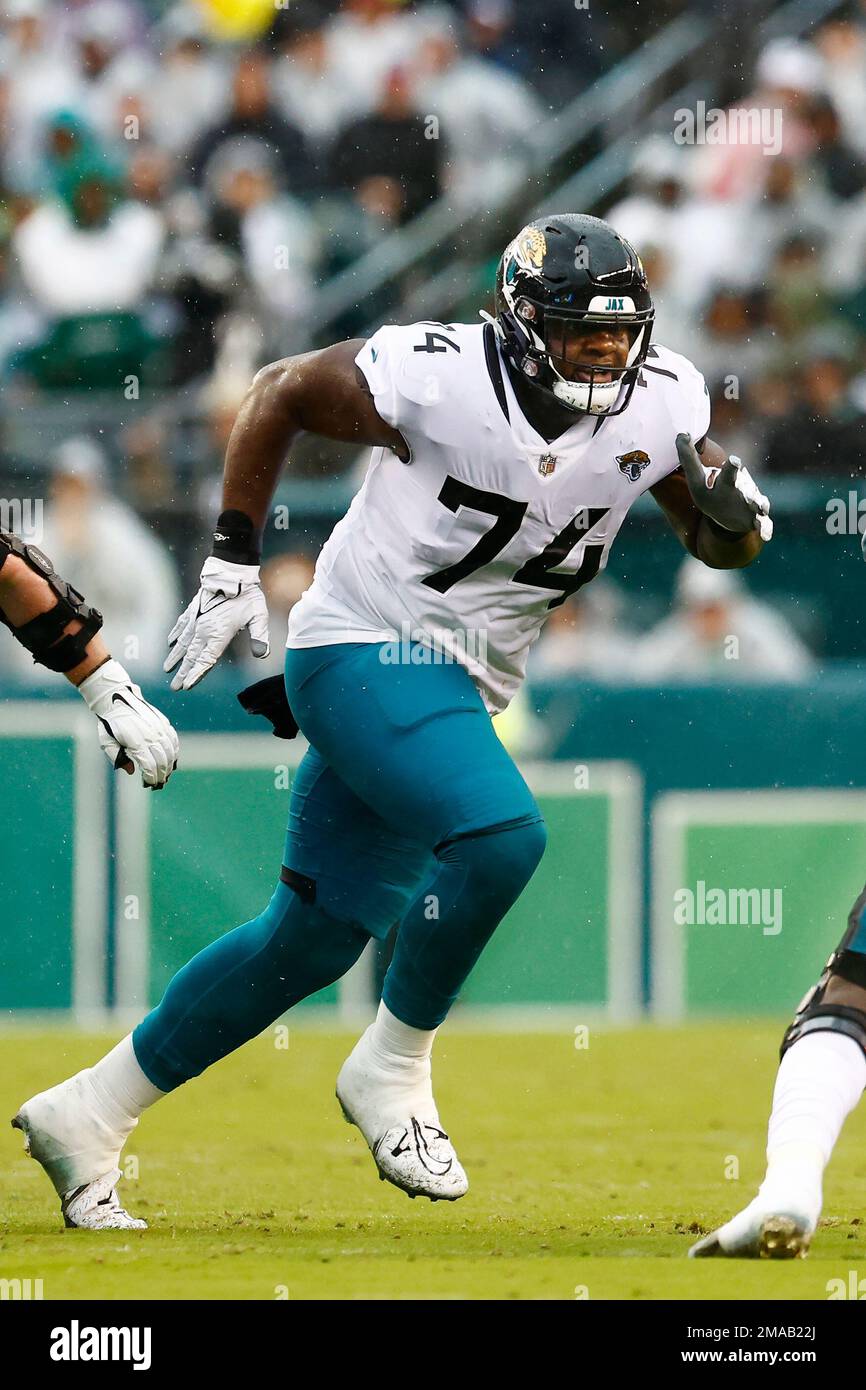 Jacksonville Jaguars offensive tackle Cam Robinson (74) in action