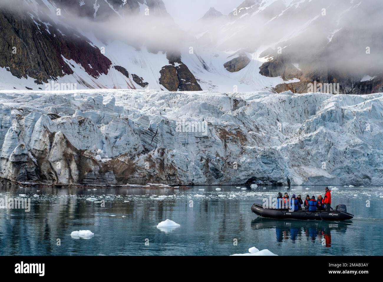 Zodiac boat excursion in Samarinbreen Glacier, Hornsund Fjord, Svalbard