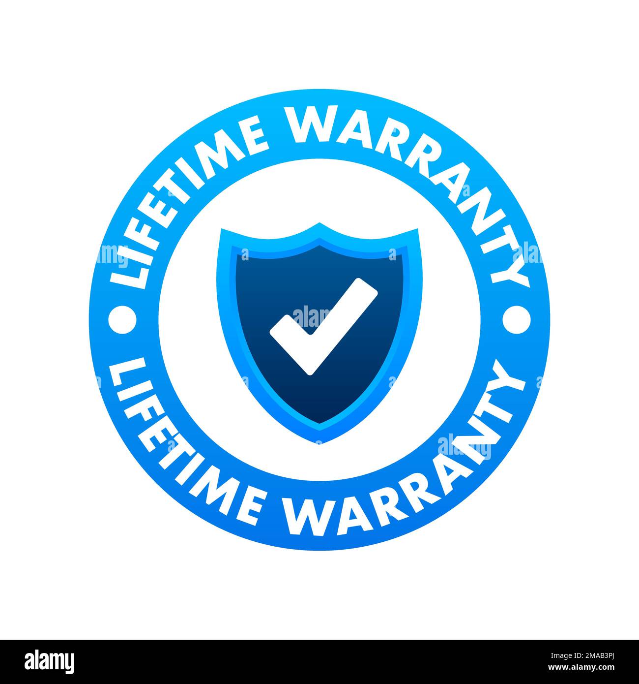 Flat banner with red lifetime warranty. Flat vector illustration