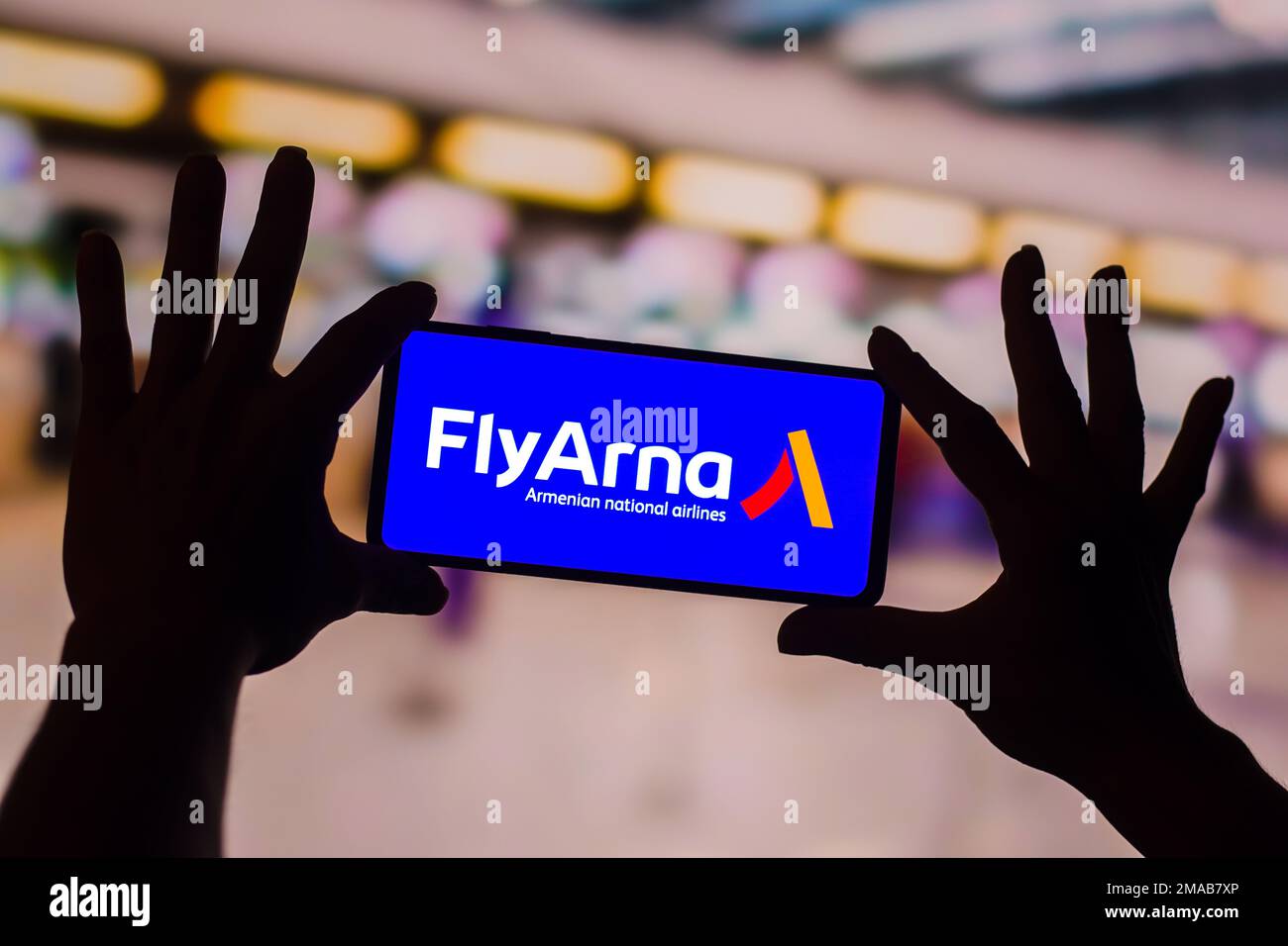 Brazil. 19th Jan, 2023. In this photo illustration, the Armenian National Airlines (Fly Arna) logo is displayed on a smartphone screen. It is an Armenian low-cost airline based in Yerevan, Armenia. Credit: SOPA Images Limited/Alamy Live News Stock Photo