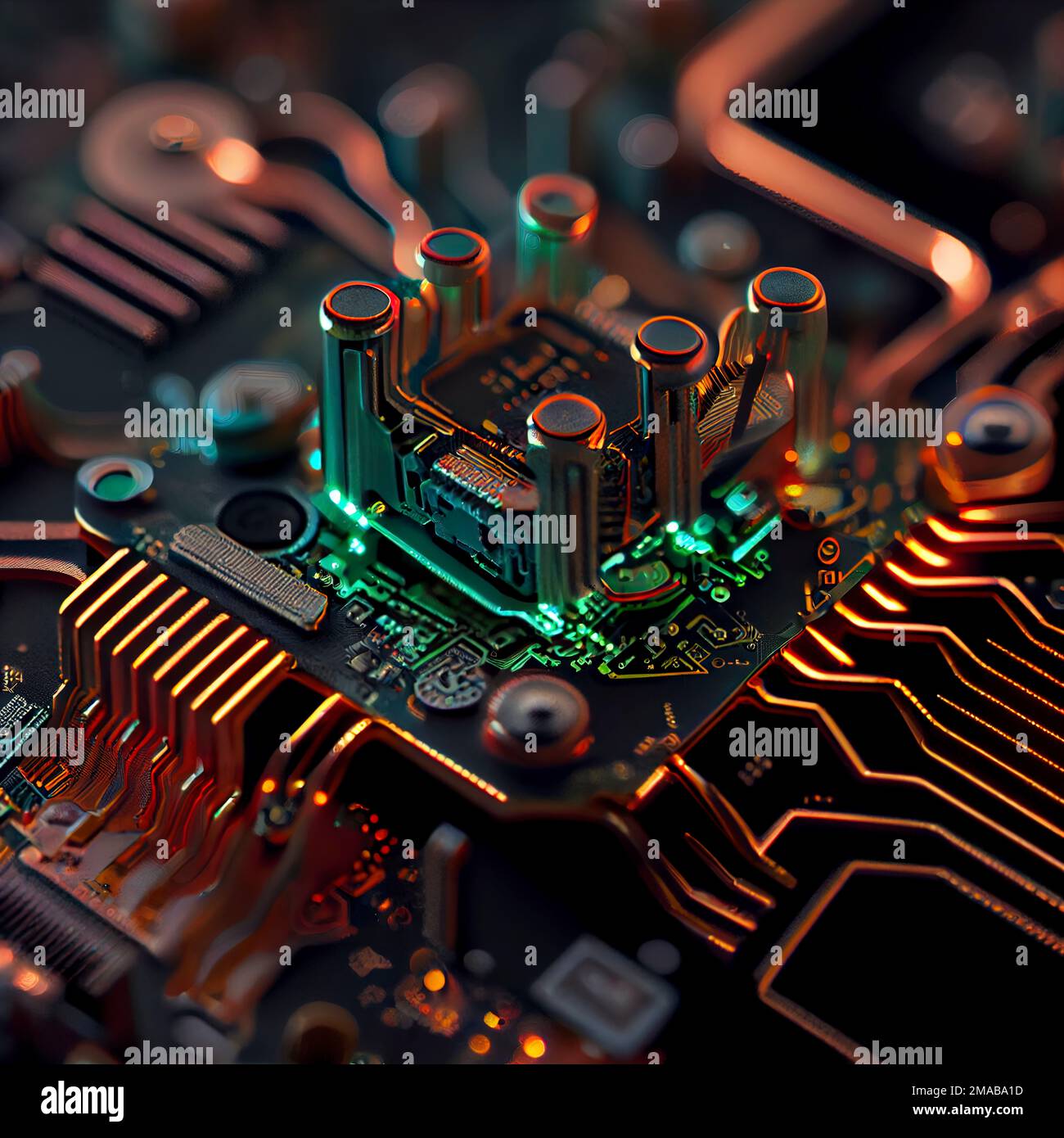 Central Computer Processors CPU concept. Motherboard digital chip