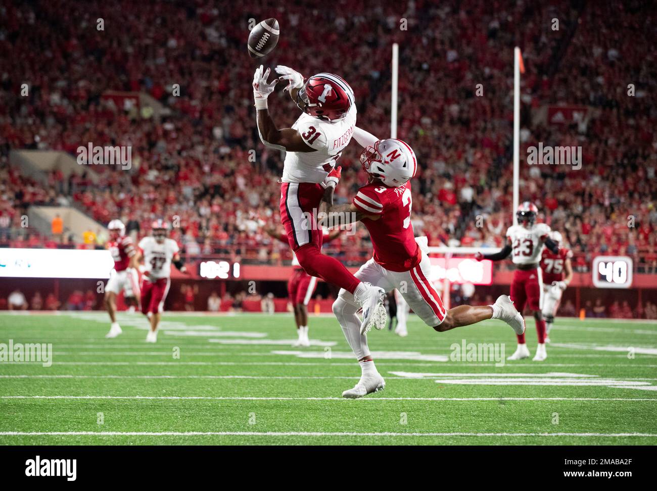 Indiana's Bryant Fitzgerald (31) intercepts a pass intended for