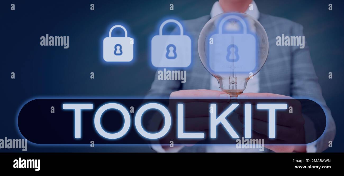 Conceptual display Toolkit. Concept meaning set of tools kept in a bag