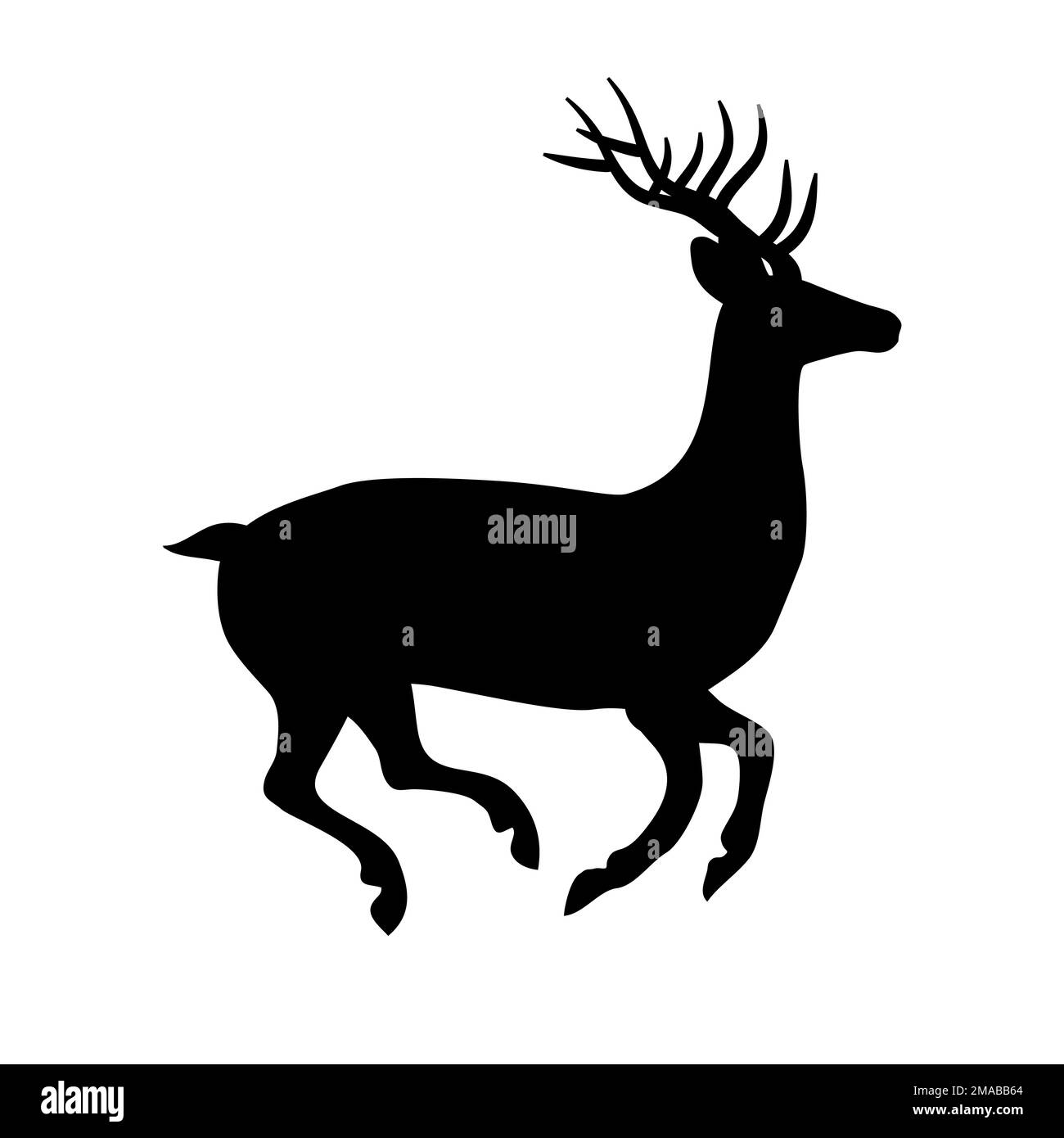 Vector hand drawn flat running deer silhouette isolated on white ...