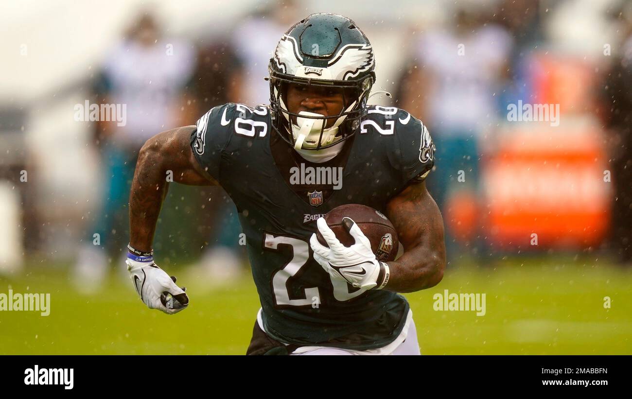 Philadelphia Eagles running back Miles Sanders runs the ball during an NFL  football game against the Pittsburgh Steelers, Sunday, Oct. 30, 2022, in  Philadelphia. (AP Photo/Derik Hamilton Stock Photo - Alamy