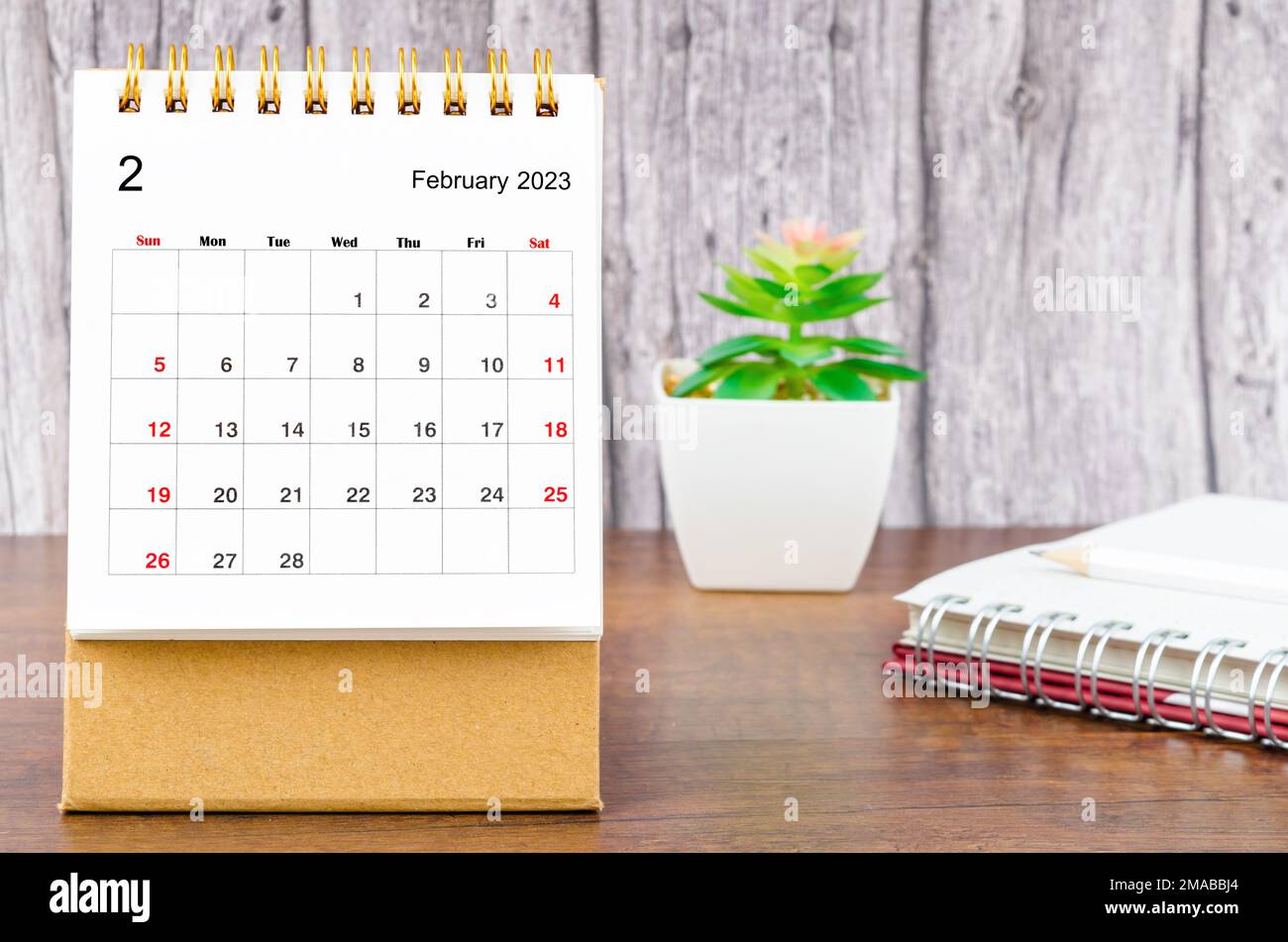February 2023 Monthly desk calendar for 2023 year with diary Stock ...