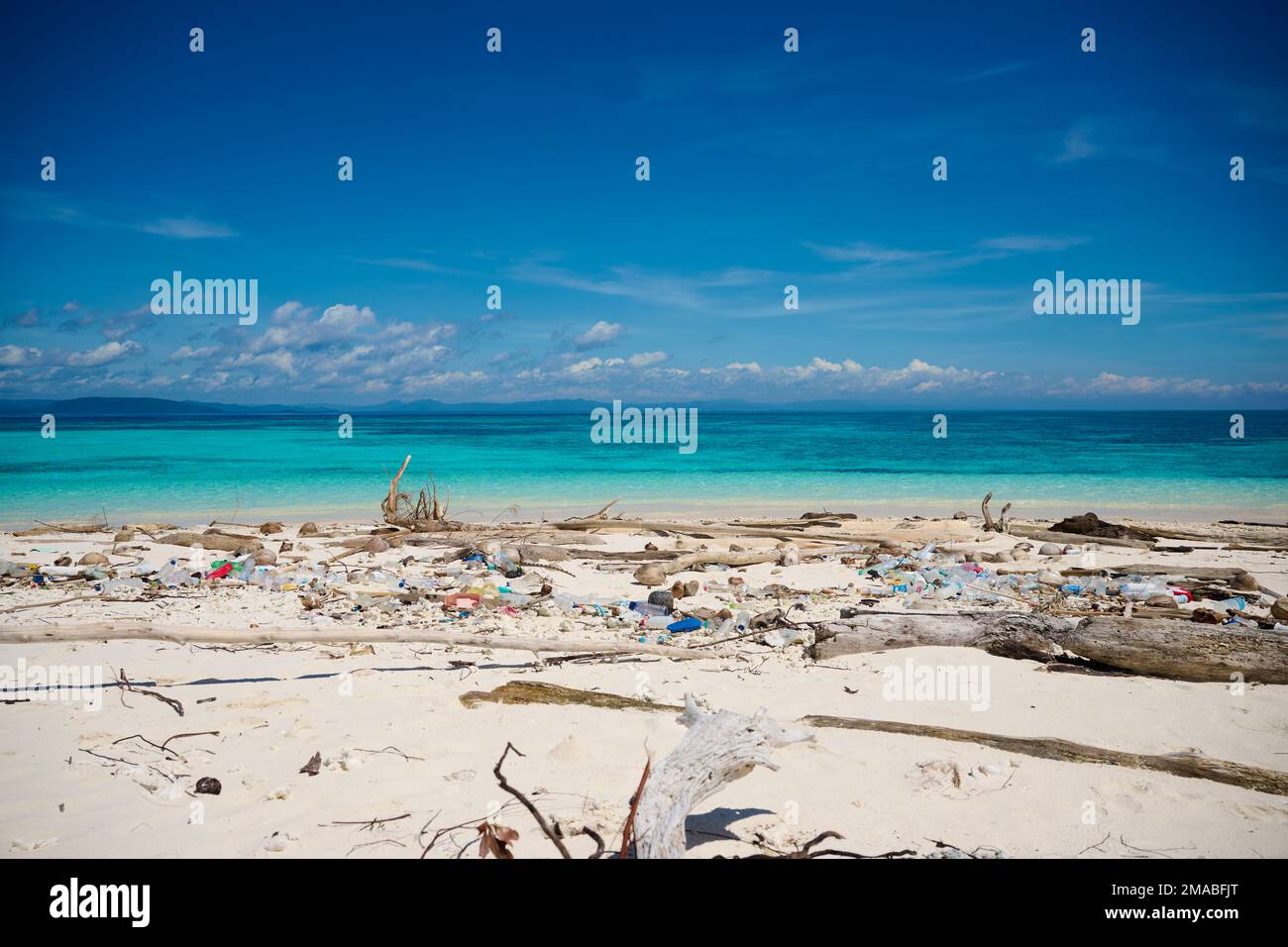 The sad truth of how plastic ends up on the worlds beaches after being thrown away. Stock Photo