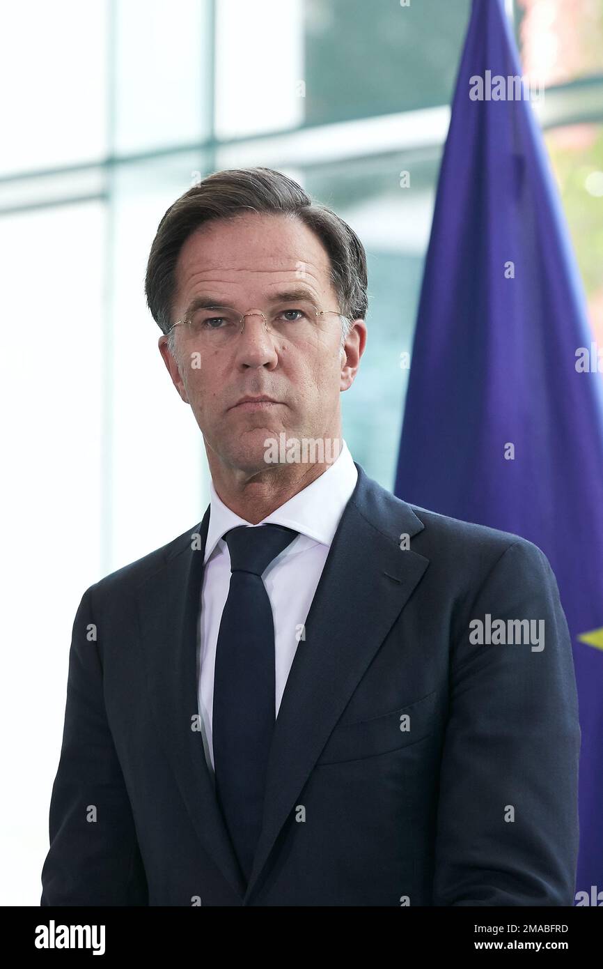 04.10.2022, Germany, Berlin, Berlin - Dutch Prime Minister Mark Rutte at a press conference in the Chancellor's Office. 00R221004D272CAROEX.JPG [MODEL Stock Photo