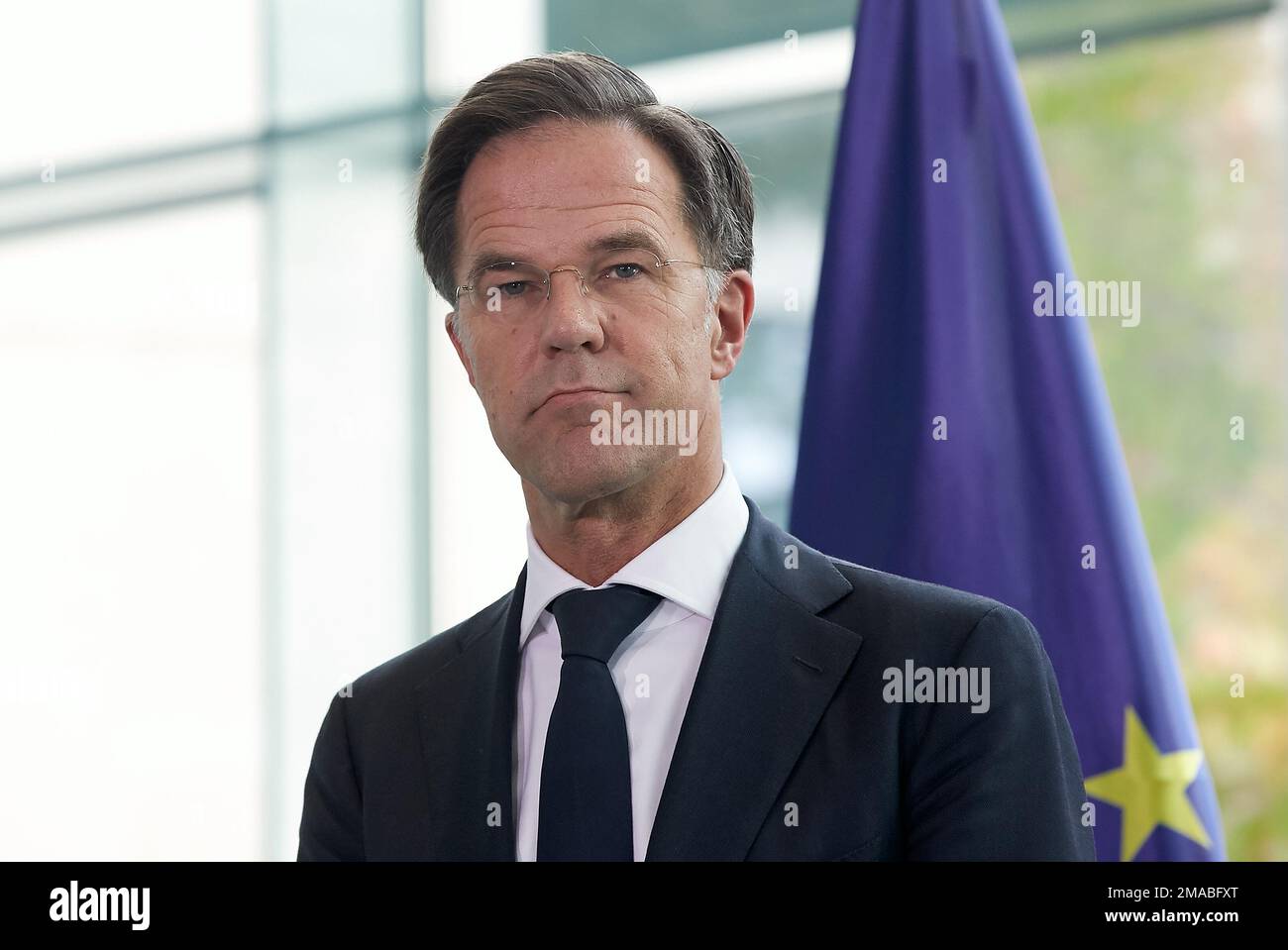 04.10.2022, Germany, Berlin, Berlin - Dutch Prime Minister Mark Rutte at a press conference in the Chancellor's Office. 00R221004D157CAROEX.JPG [MODEL Stock Photo