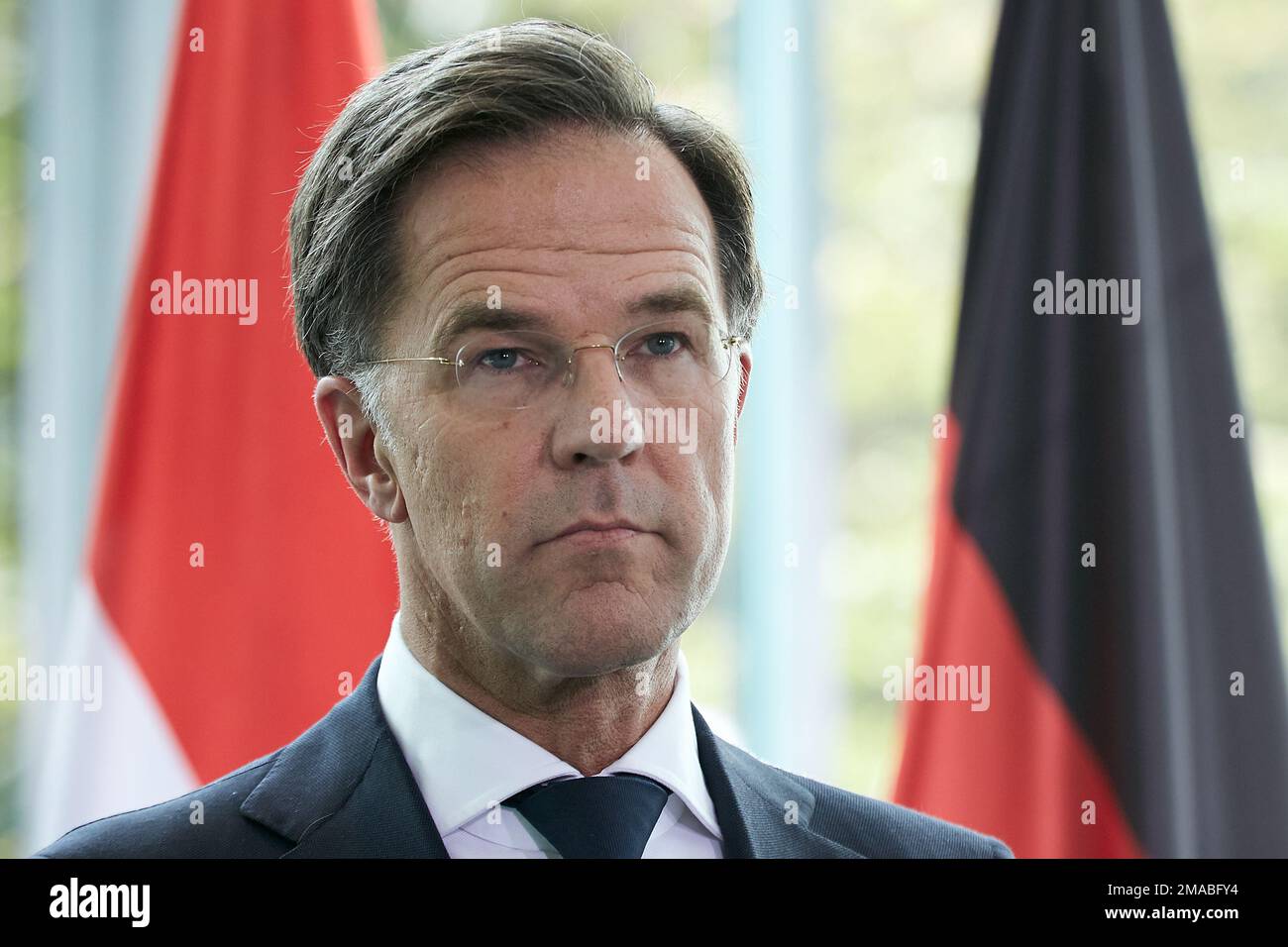 04.10.2022, Germany, Berlin, Berlin - Dutch Prime Minister Mark Rutte at a press conference in the Chancellor's Office. 00R221004D244CAROEX.JPG [MODEL Stock Photo