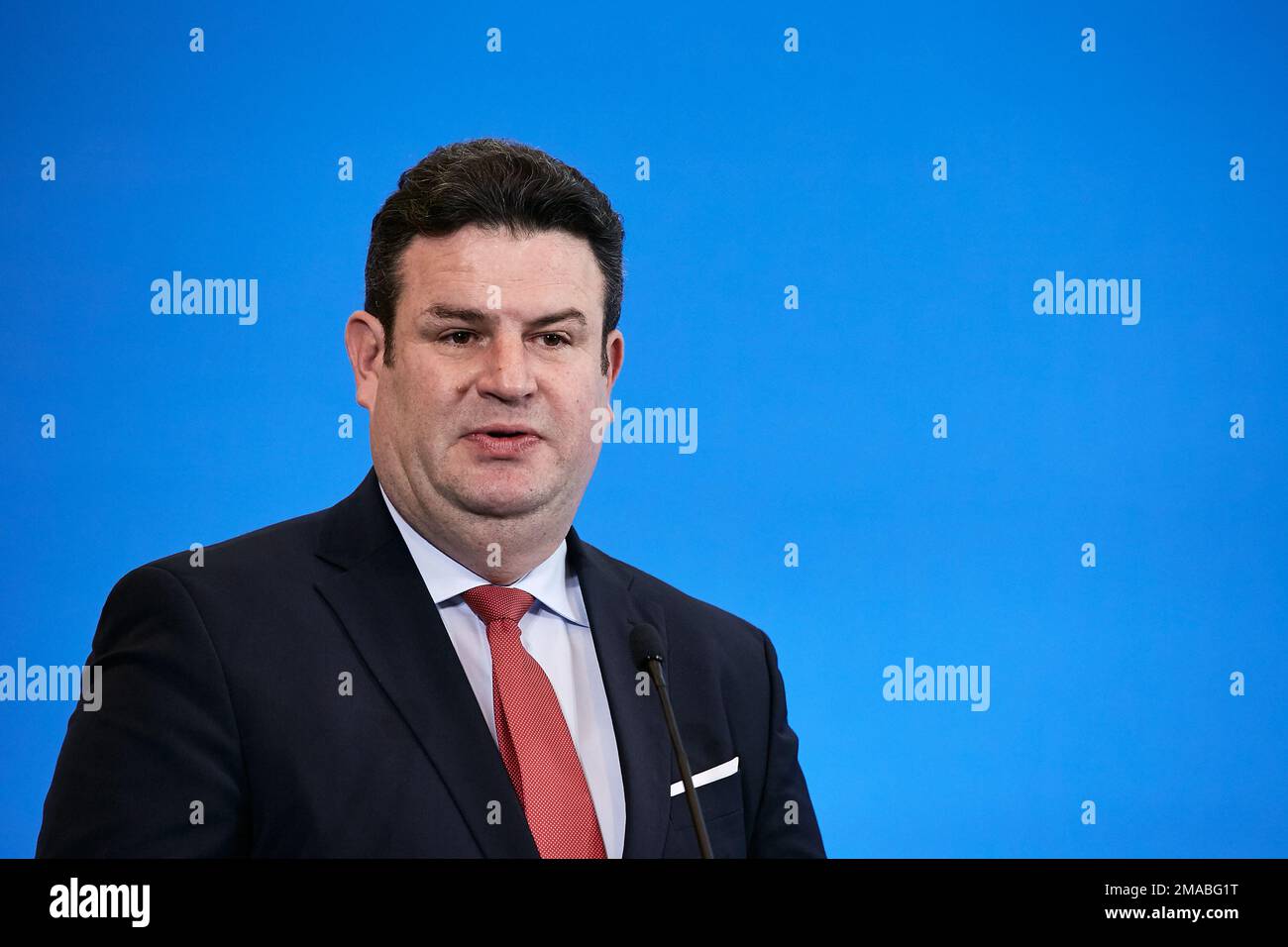 30.11.2022, Germany, Berlin, Berlin - Federal Minister of Labor Hubertus Heil at the press conference on the Skilled Workers Immigration Act. 00R22113 Stock Photo