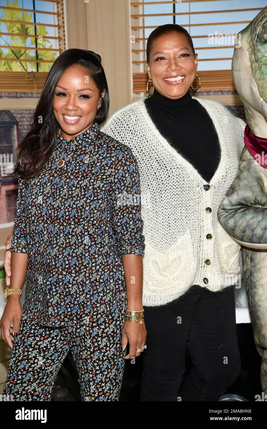 Eboni Nichols, left, and Queen Latifah attend the premiere of "Lyle
