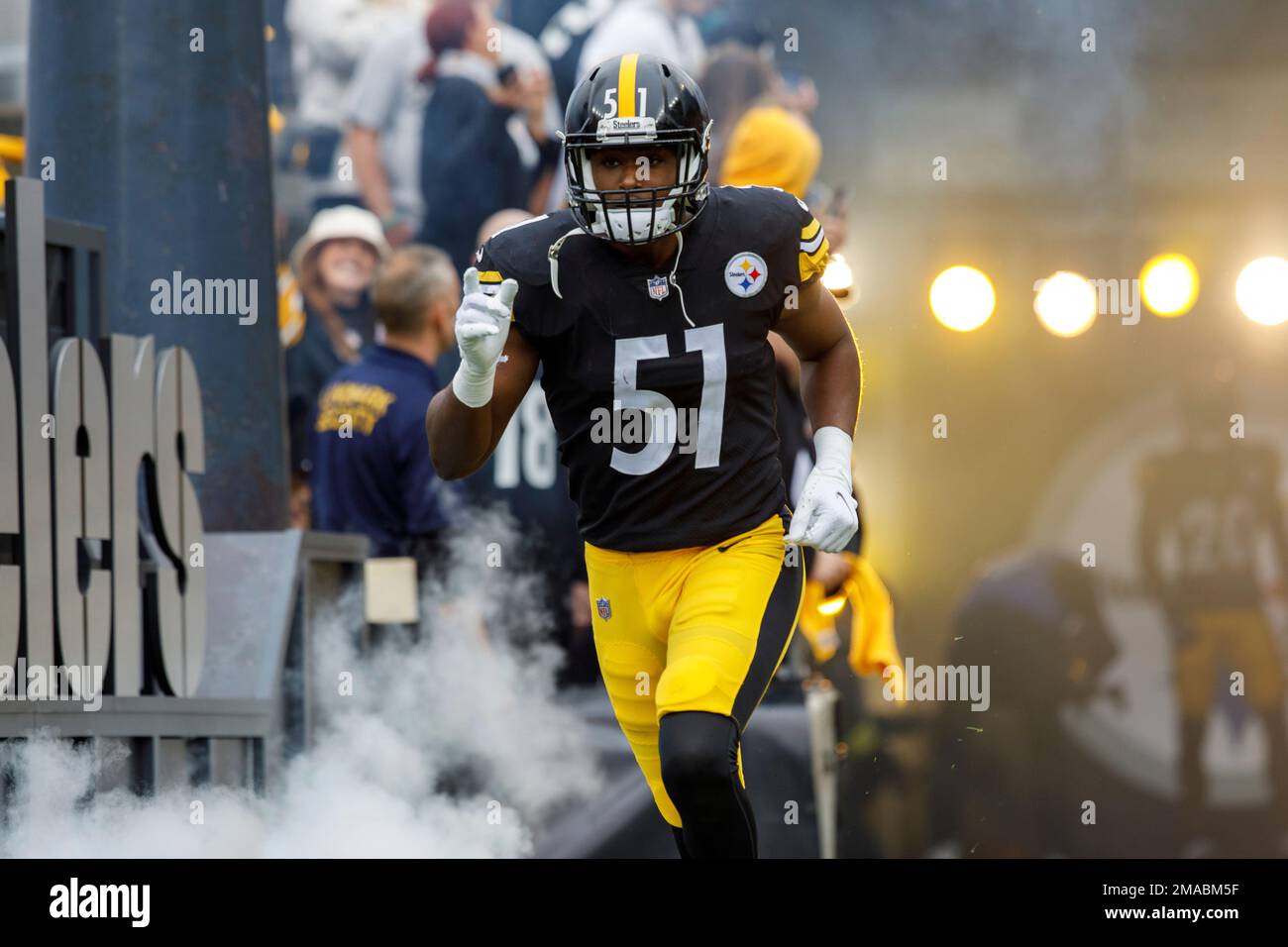 Pittsburgh Steelers linebacker Myles Jack (51) is announced before an ...