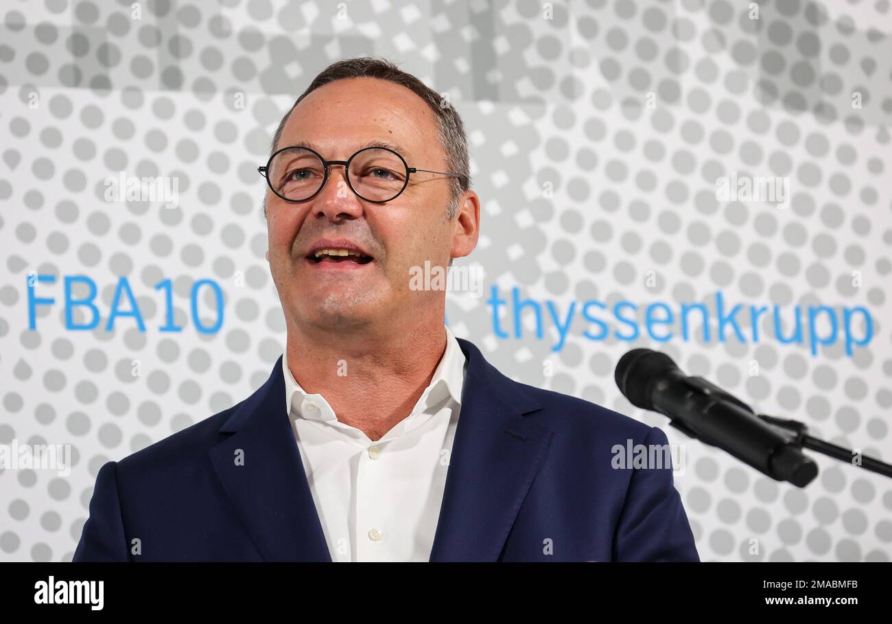 13.10.2022, Germany, North Rhine-Westphalia, Dortmund - ThyssenKrupp Steel, opening of FBA 10 hot-dip coating line 10, on the site of the Westfalenhue Stock Photo