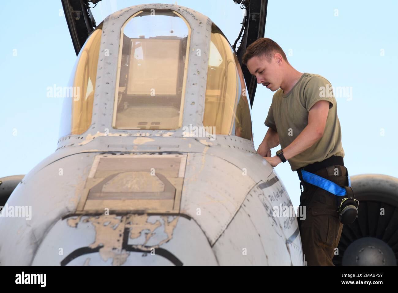 A U.S. Airman assigned to the 354th Fighter Generation Squadron runs a ...