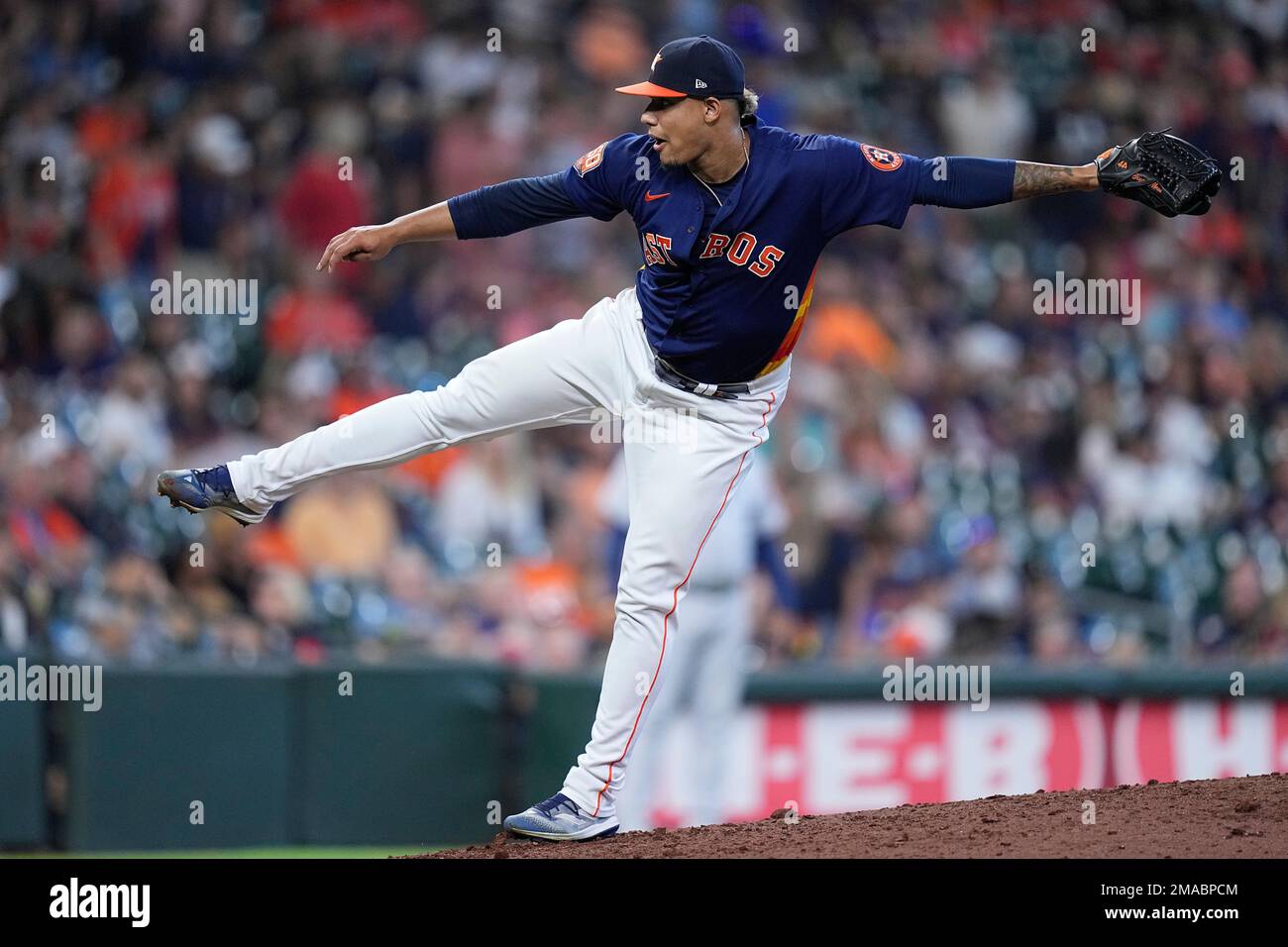 Houston Astros relief pitcher Bryan Abreu works against the Seattle  Mariners during a baseball game, Sunday, May 7, 2023, in Seattle. (AP  Photo/John Froschauer Stock Photo - Alamy