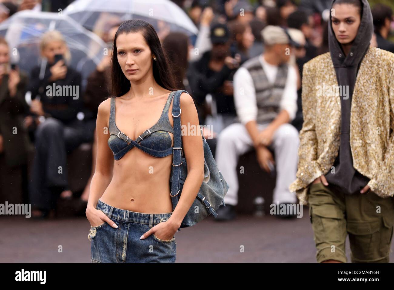 Bella Hadid wears a creation for the Givenchy ready to wear Spring Summer 2023 fashion collection presented Sunday Oct. 2 2022 in Paris. Photo by Vianney Le Caer Invision AP Stock Photo Alamy