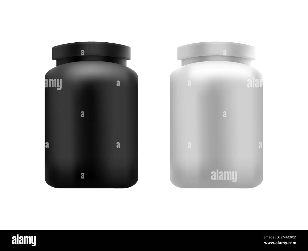 Realistic protein powder container mockup - white plastic jar without a  label, Stock vector