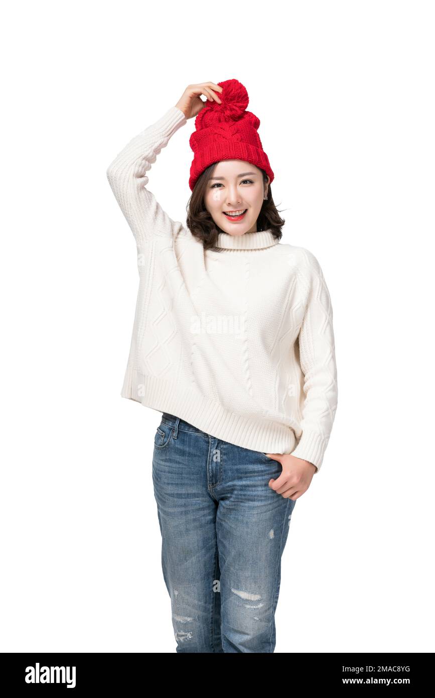 Chinese woman in red sweater hi-res stock photography and images - Alamy