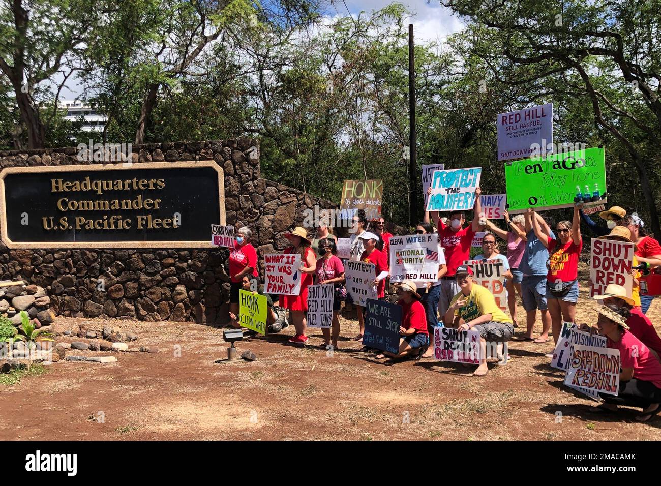 Protestors upset with the Department of Defense's response to the leak