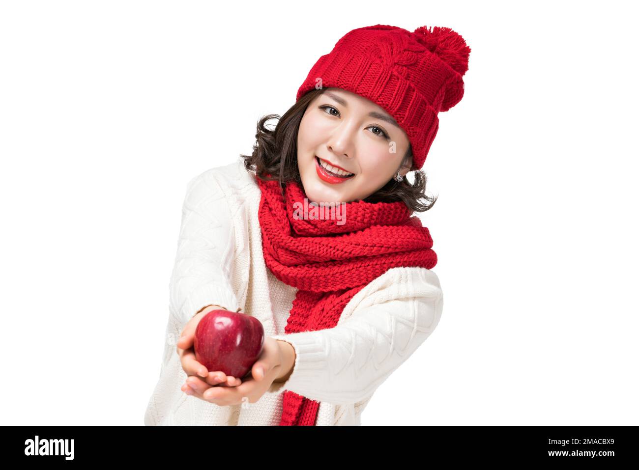 A young woman in the red hat Stock Photo - Alamy