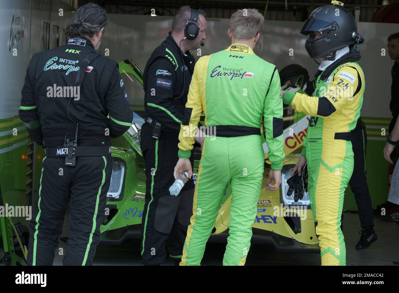 Le Mans / France - June 12-13 2022: 24 hours of Le Mans, In the stands last preparations of the cars the technicians of Inter Europol Competition are Stock Photo