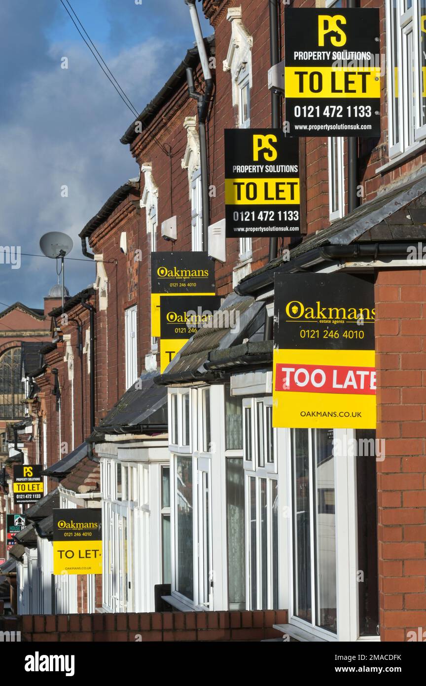 Selly Oak, Birmingham, January 19th 2023 A row of terraced properties
