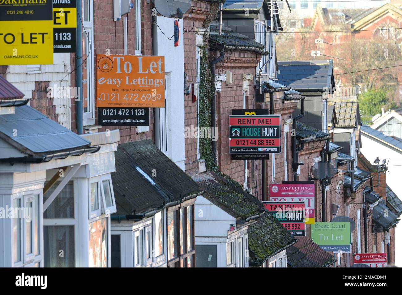 Selly Oak, Birmingham, January 19th 2023 A row of terraced properties