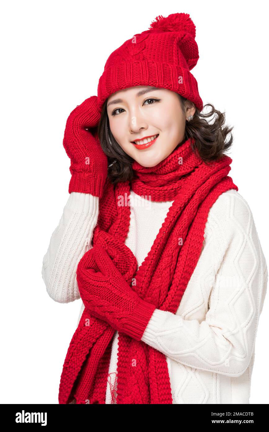 A young woman in the red hat Stock Photo - Alamy