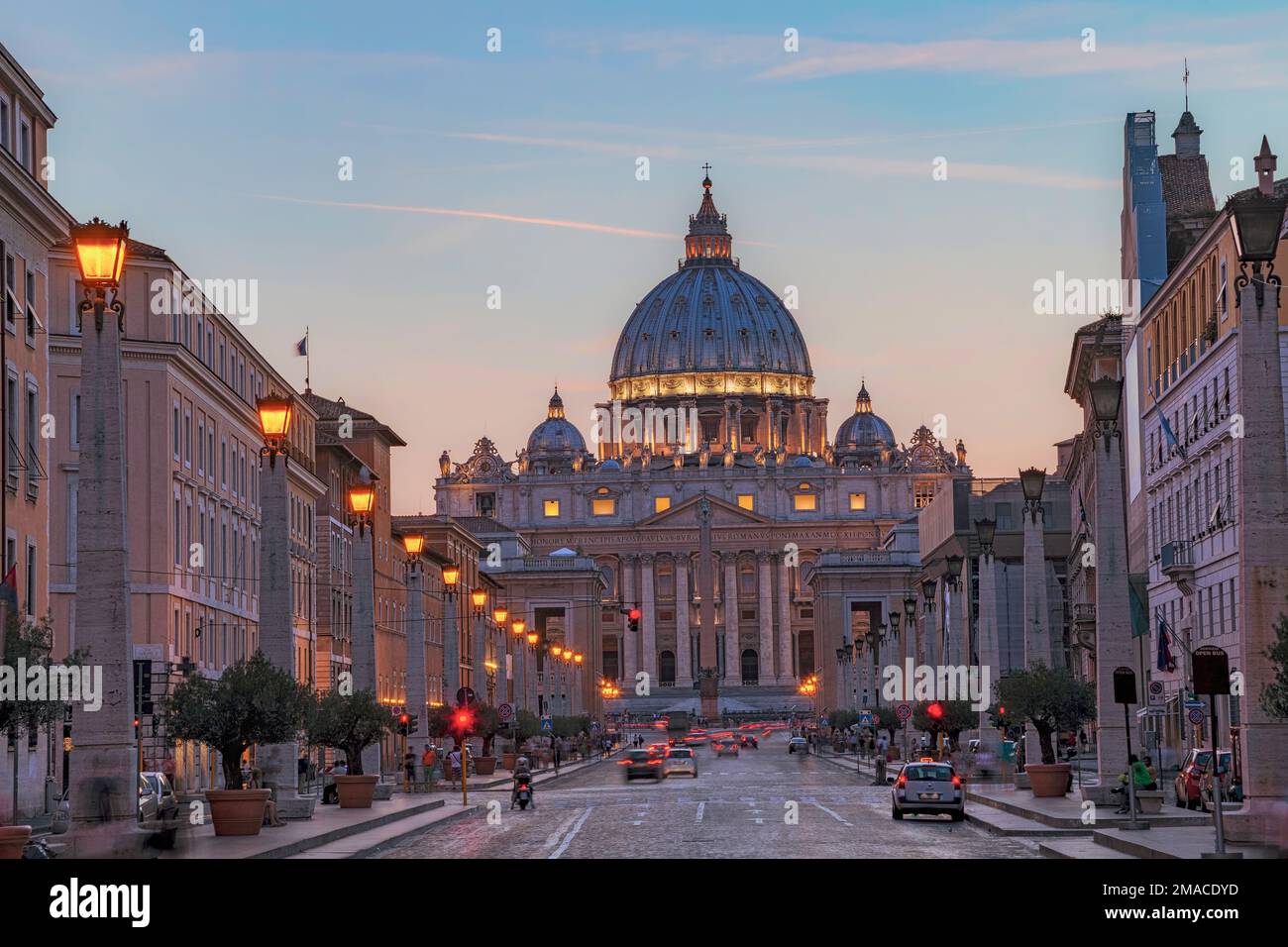 Sunset Over St Peter S Basilica In The Vatican Evening At The Most Famous Landmark Cloudy Sky