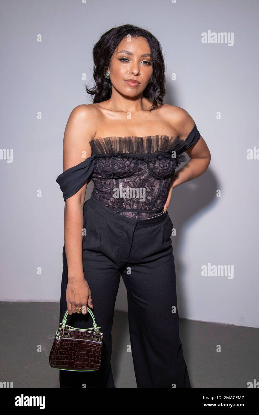 Kat Graham arrives for the Giambattista Valli ready-to-wear Spring