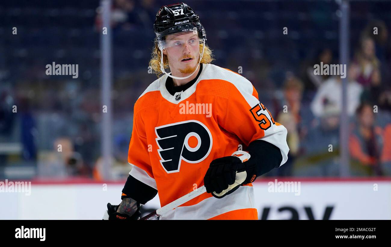 Philadelphia Flyers' Wade Allison plays during a preseason NHL hockey