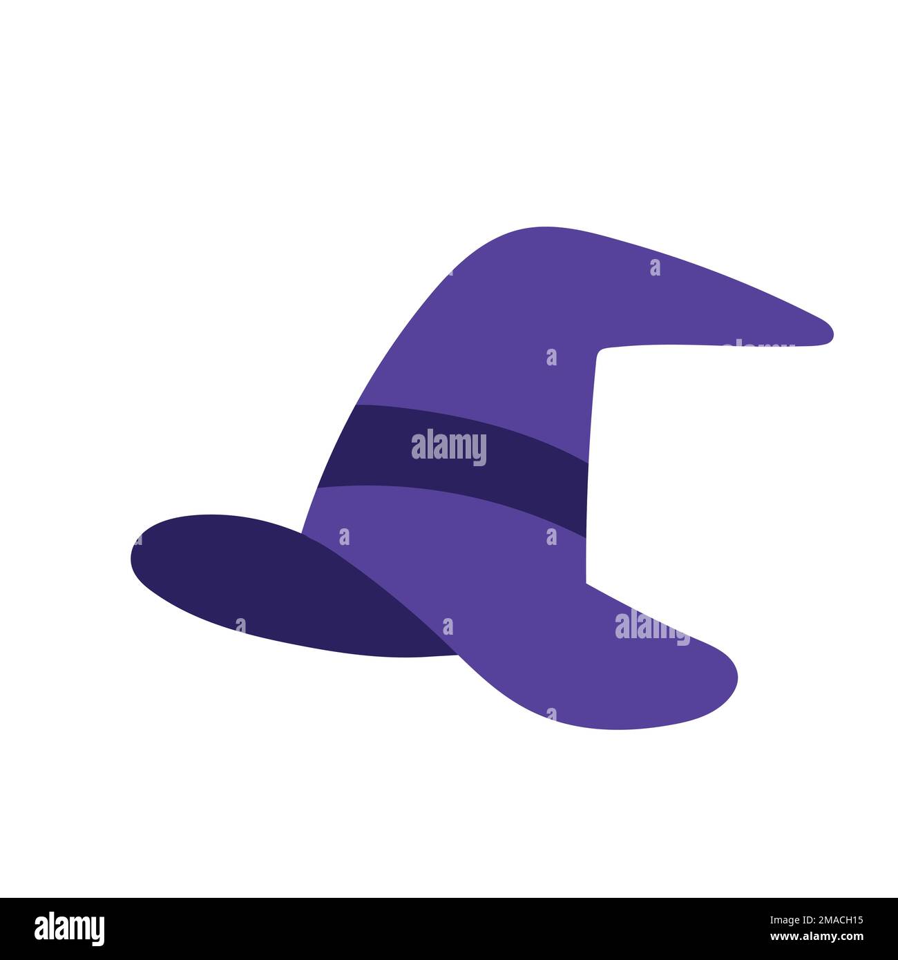 Halloween witch hat. Witch hat with buckle. Design element for Halloween. Flat vector