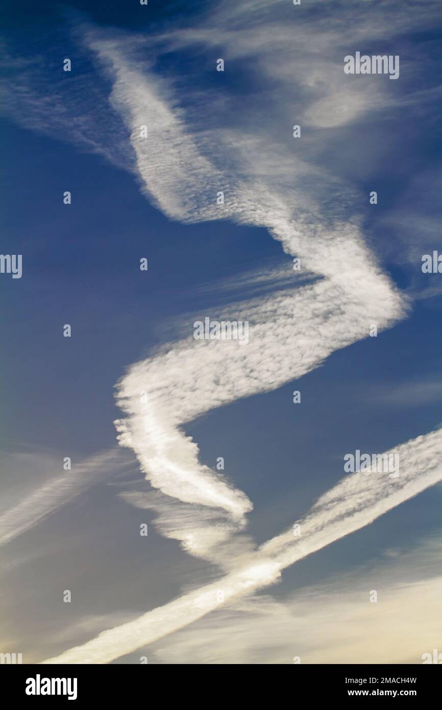 Contrails in the sky, sky sign Stock Photo