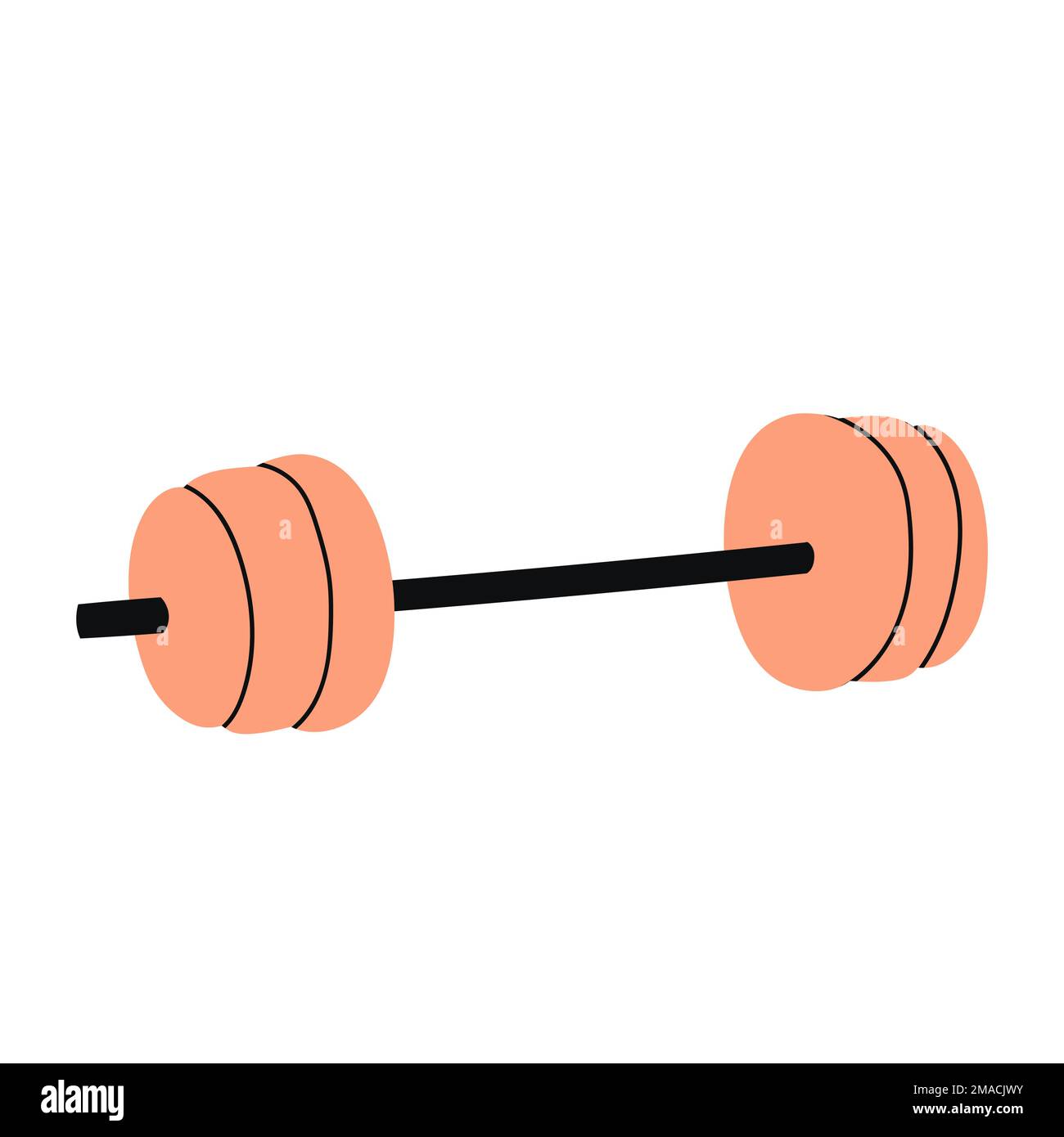 Barbells with different weights. Weightlifting equipment. Flat vector