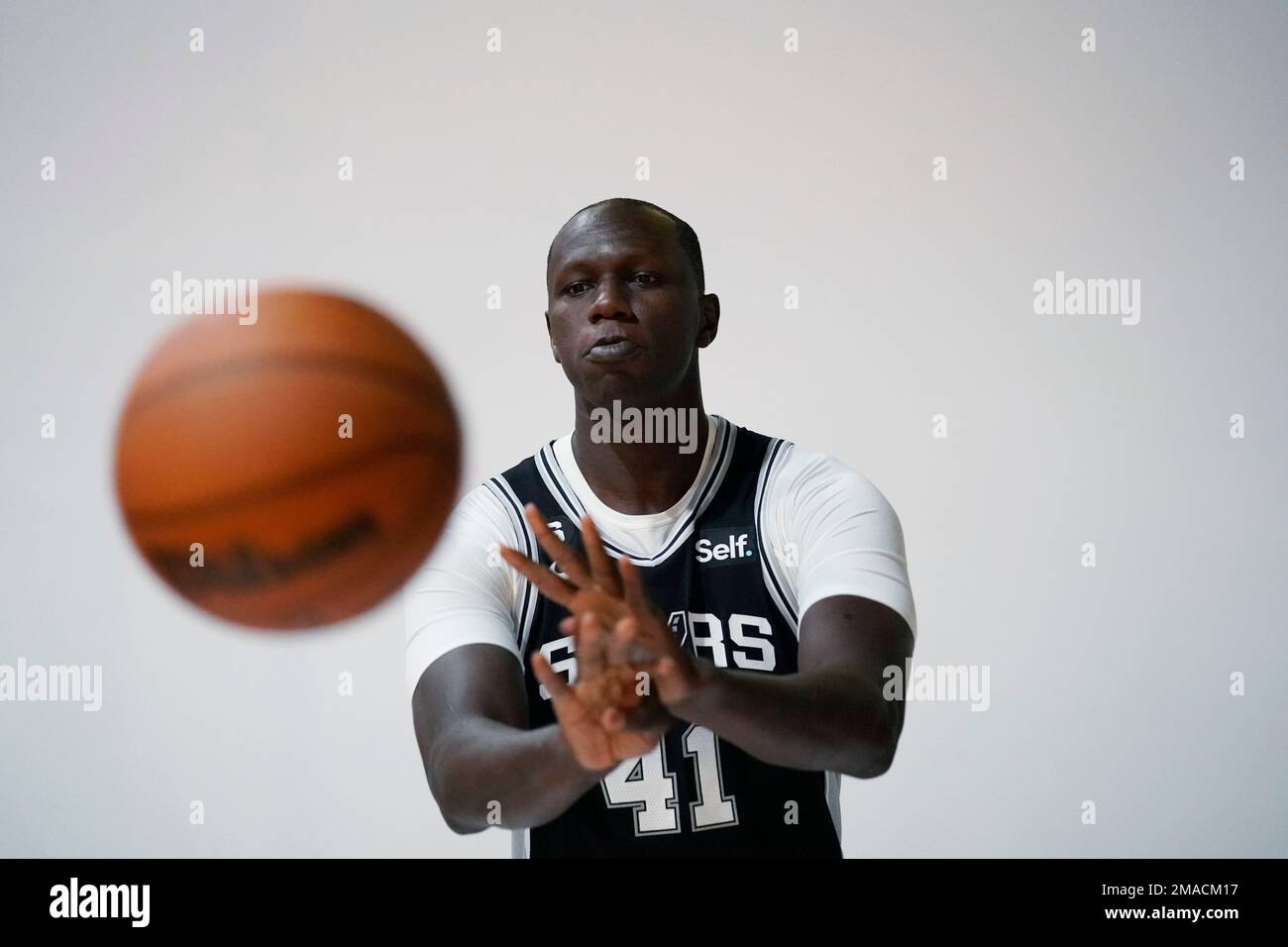San Antonio Spurs center Gorgui Dieng (41) poses for photos during the  team's NBA media day, Monday, Sept. 26, 2022, in San Antonio. (AP  Photo/Eric Gay Stock Photo - Alamy