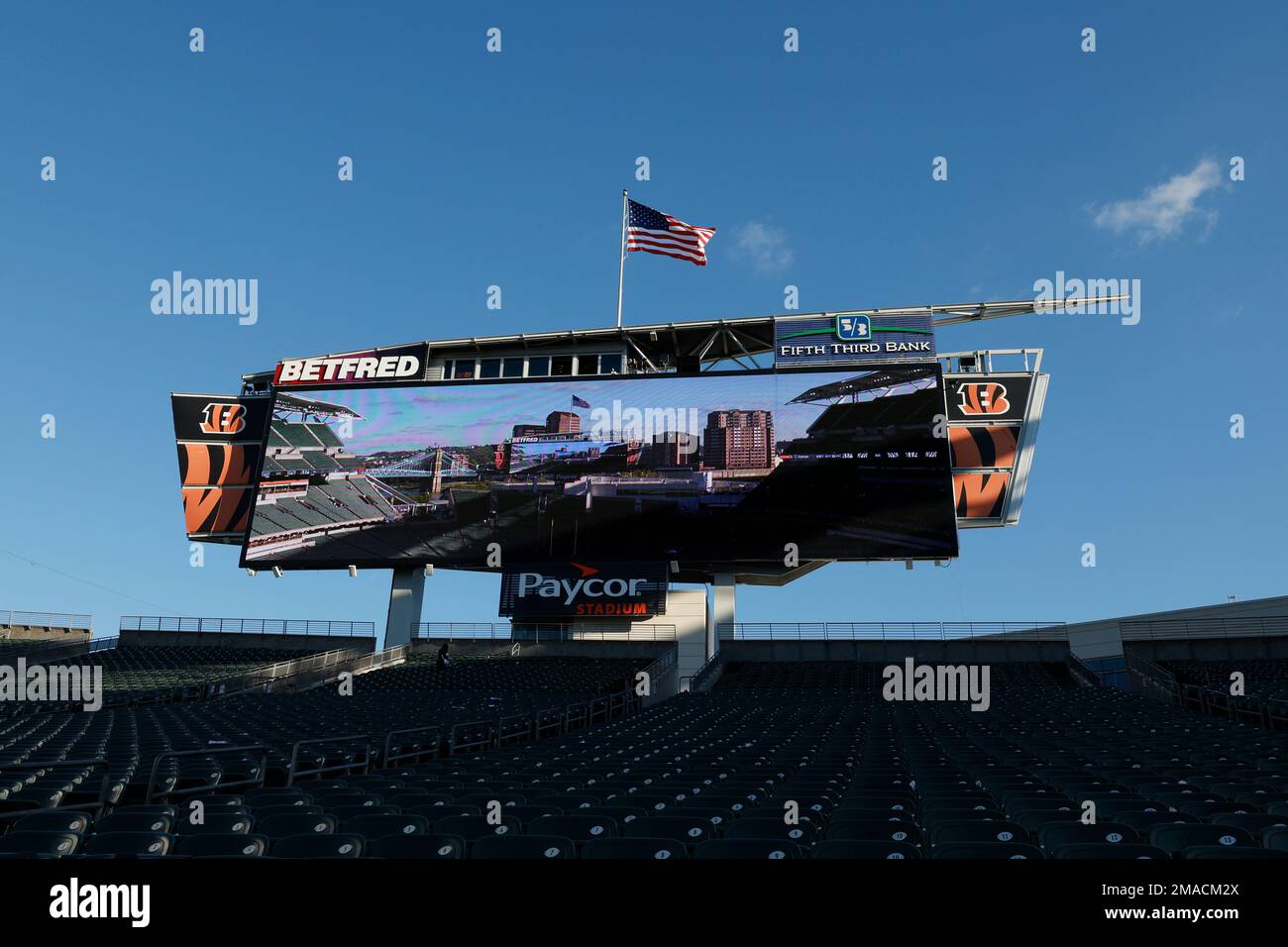 A general view of the Cincinnati Bengals end zone before an NFL ...