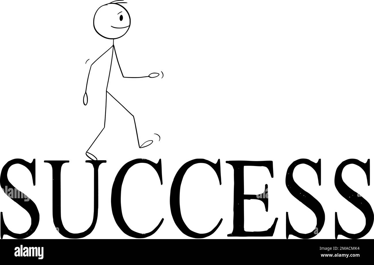 Person or Businessman Walking for Success , Vector Cartoon Stick Figure ...
