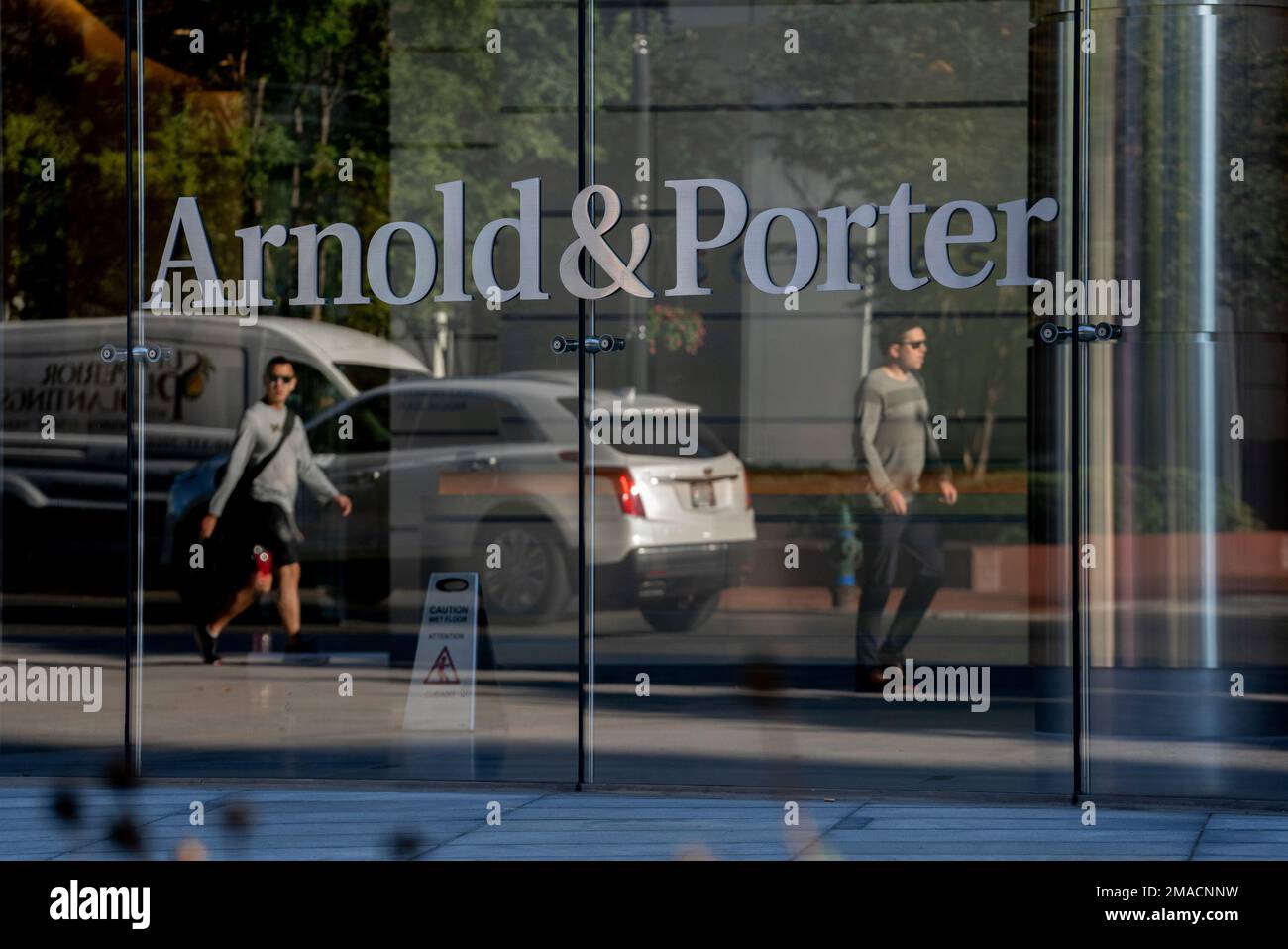 Facade of Arnold and Porter law firm in Washington, Thursday, Sept. 29
