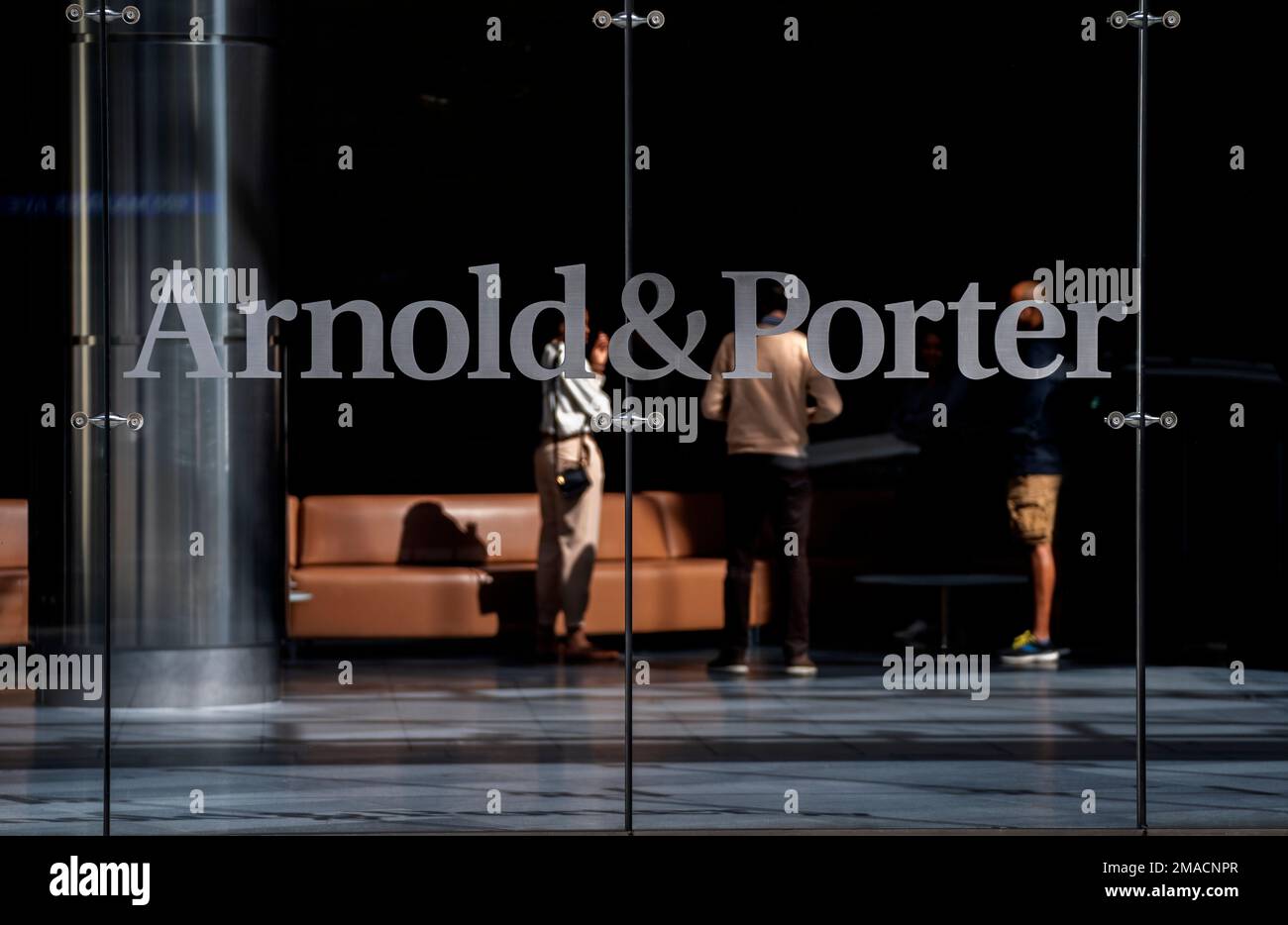 Facade of Arnold and Porter law firm in Washington, Thursday, Sept. 29