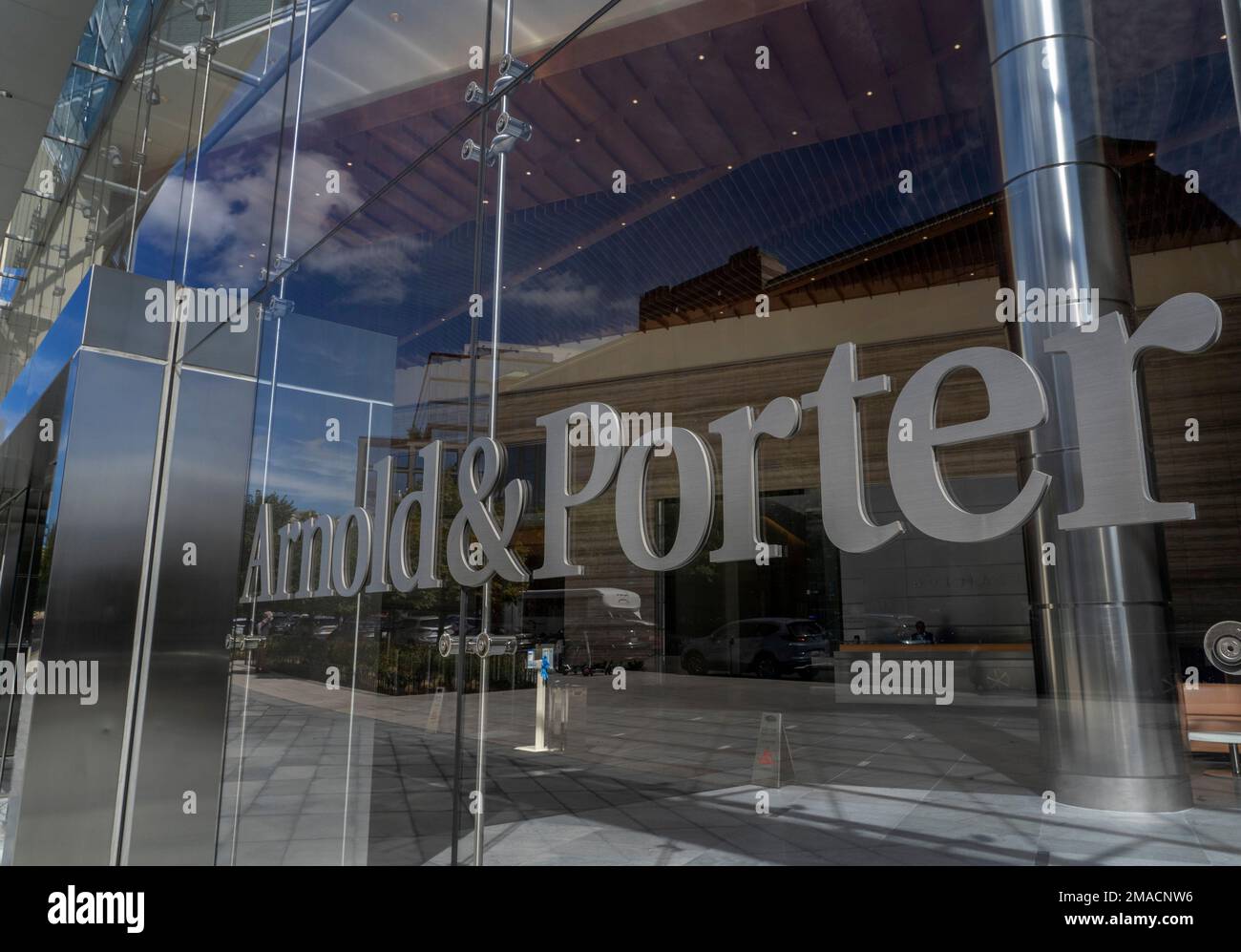 Facade of Arnold and Porter law firm in Washington, Thursday, Sept. 29