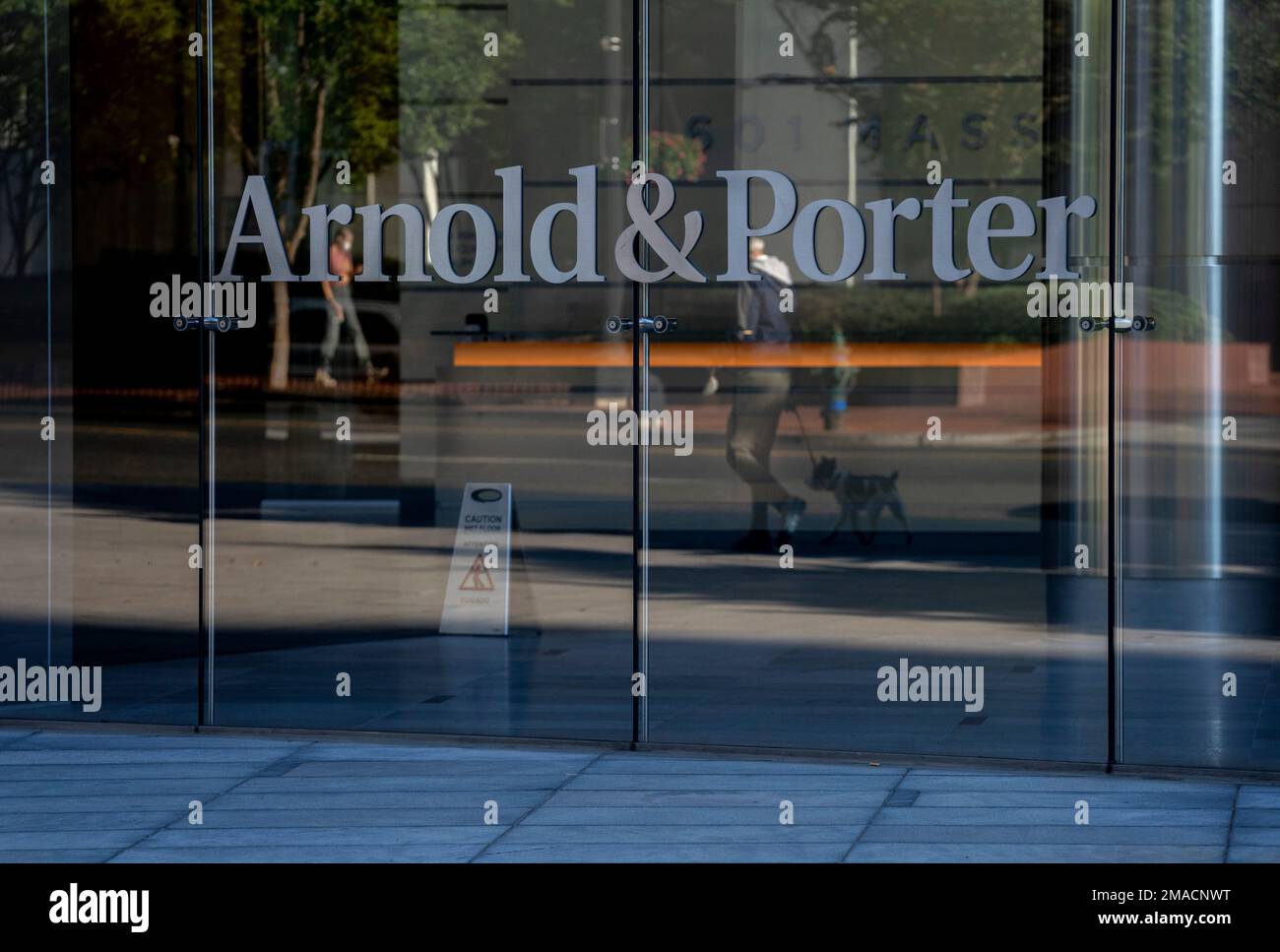 Facade of Arnold and Porter law firm in Washington, Thursday, Sept. 29